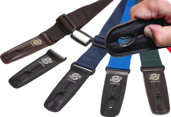 Lock-it Straps Jacquard 2 Locking Guitar Strap Black With Blue